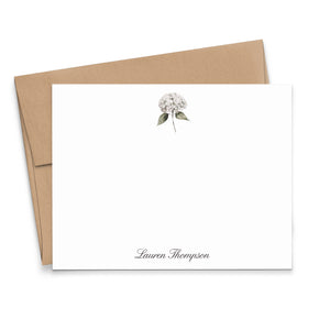 White Hydrangea Personalized Stationery For Women