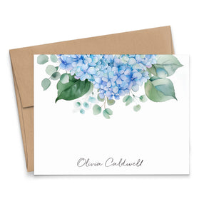 Blue Hydrangea Personalized Stationery Set