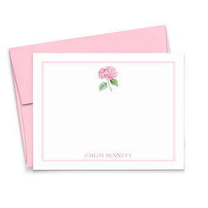 Pink Hydrangea Personalized Stationery Note Cards
