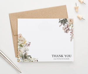 PTY001 Personalized Elegant Wildflower Thank You Cards for Couples wild flowers florals floral modern greenery