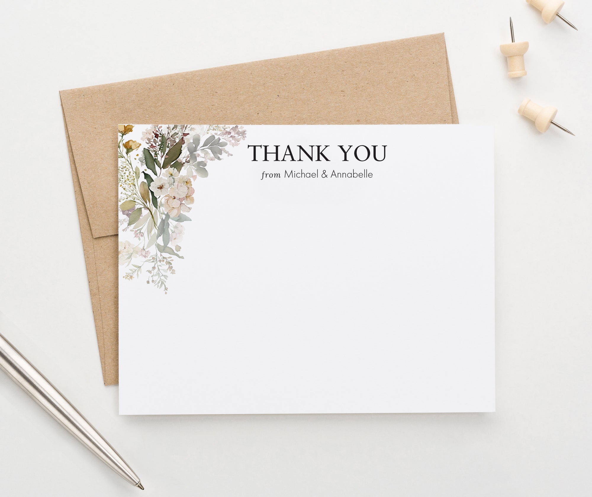Custom Wedding Thank You Cards With Florals
