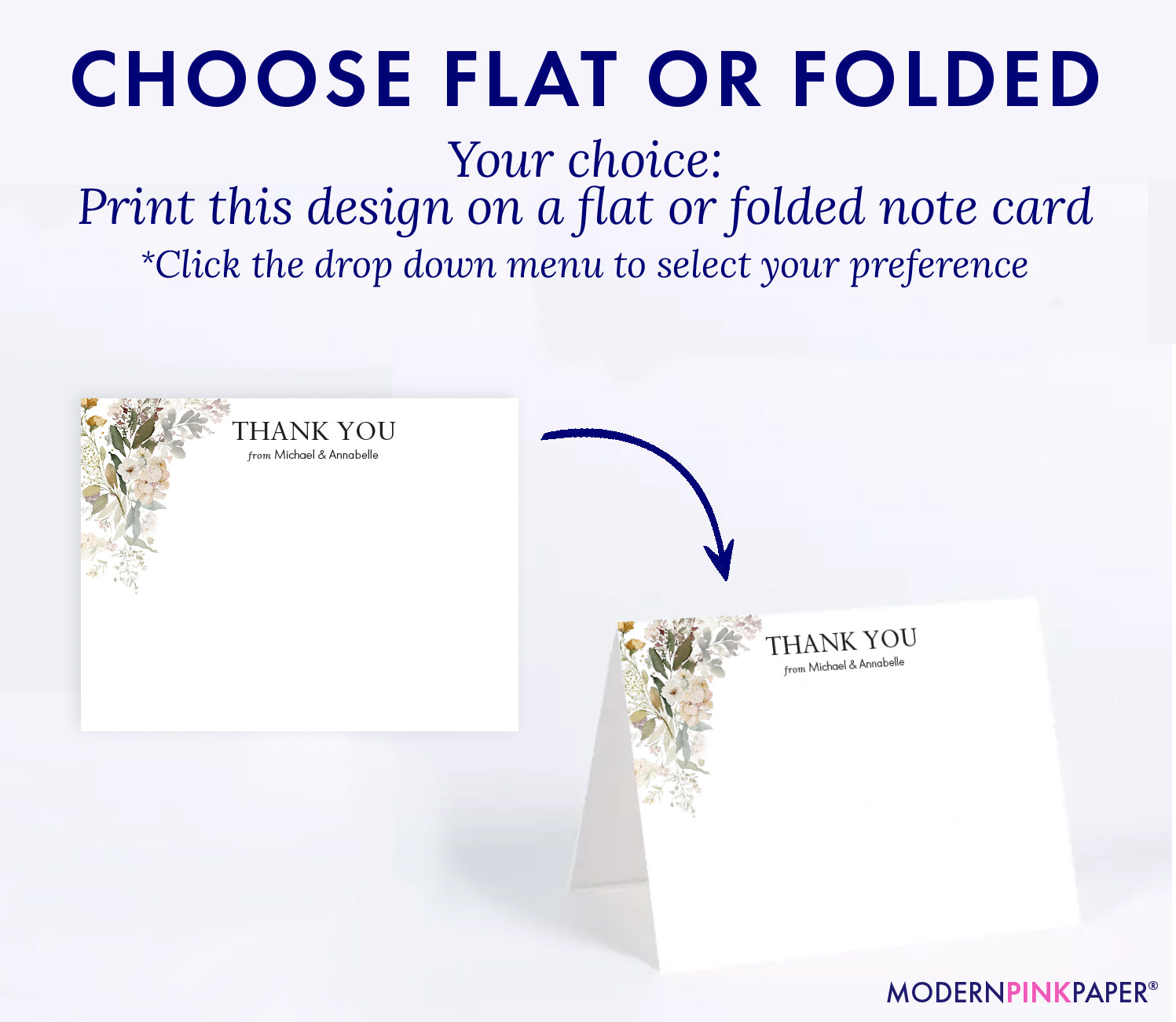 Custom Wedding Thank You Cards With Florals