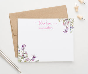 Classic Wildflower Thank You Cards Personalized