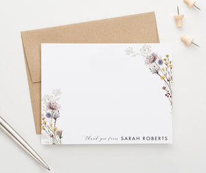 Custom Fall Thank You Cards With Wildflowers