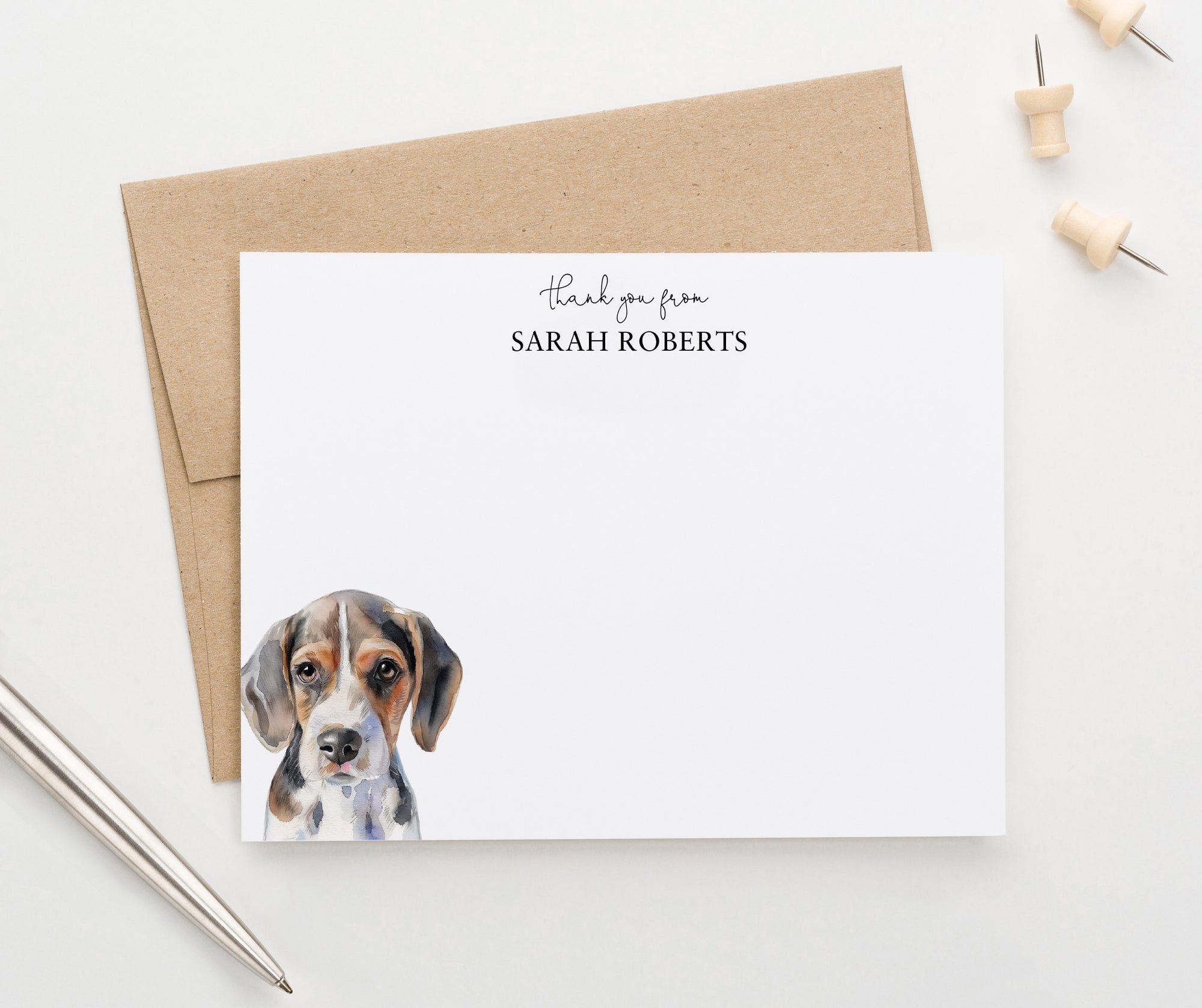 Personalized Beagle Thank You Cards Or Choose Your Dog Breed