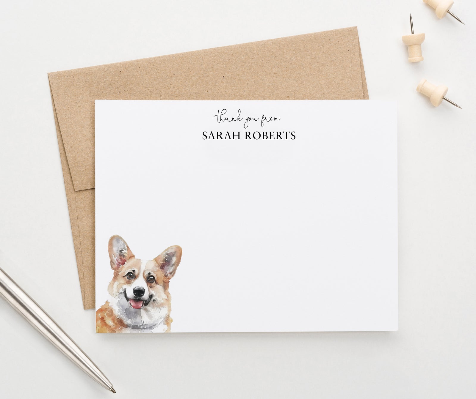 Custom Corgi Thank You Cards Or Choose Your Dog Breed