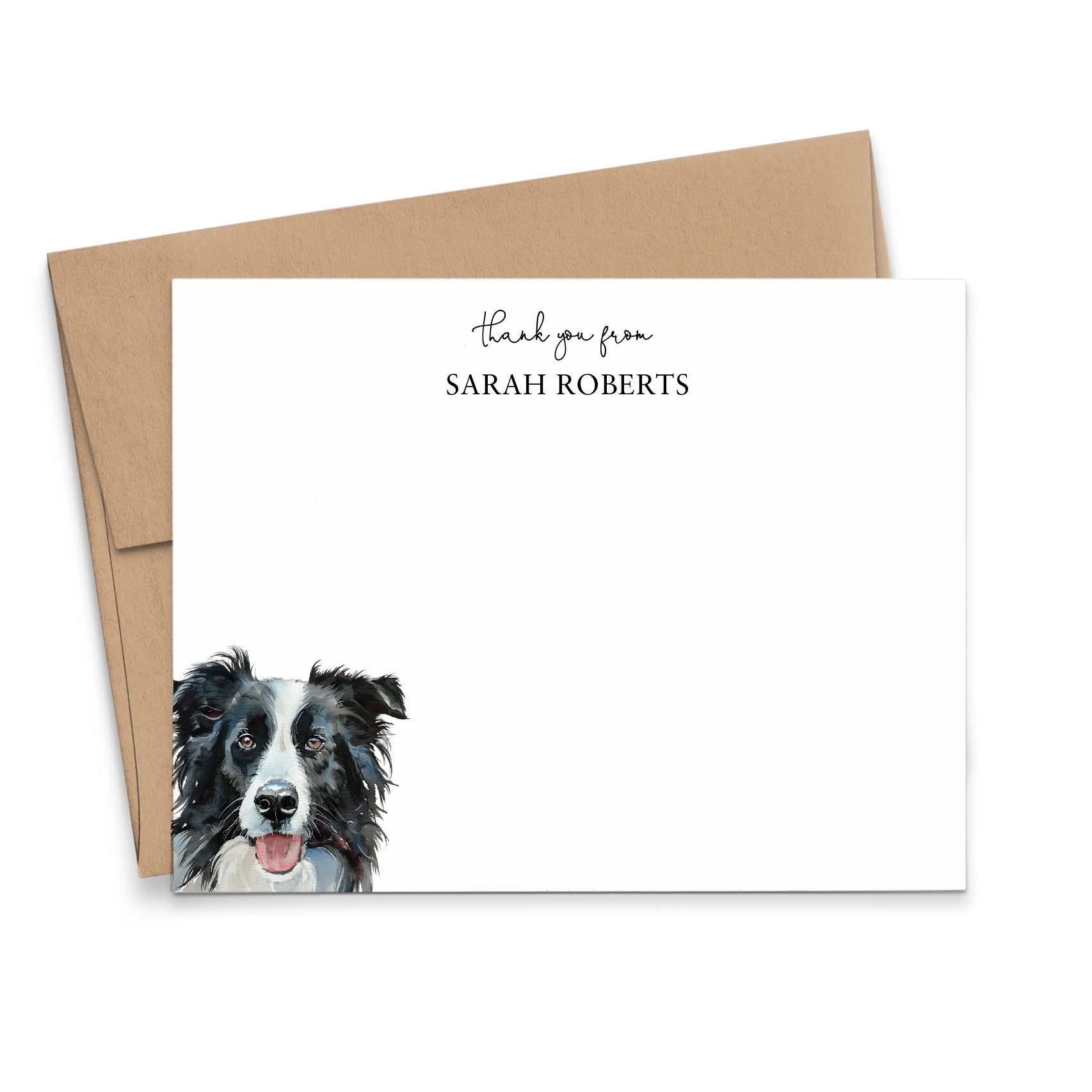 Custom Border Collie Thank You Card Or Choose Your Dog Breed