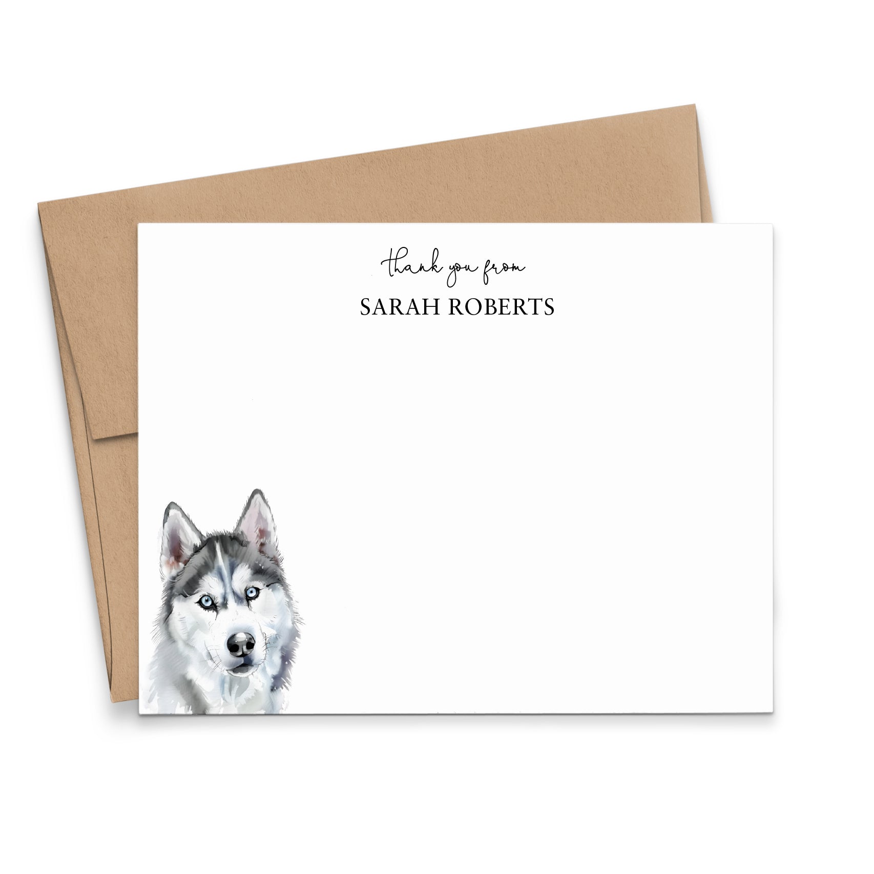 Personalized Husky Thank You Cards Or Choose Your Dog Breed