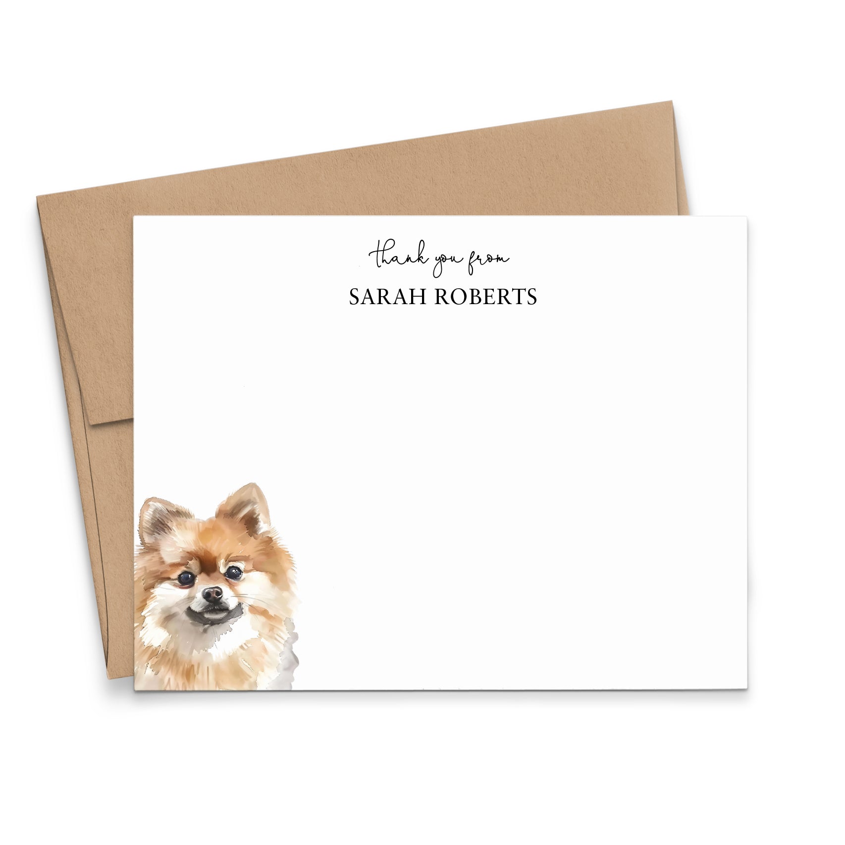 Pomeranian Thank You Note Card Or Choose Your Dog Breed