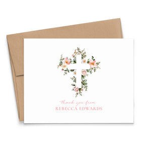 Folded Custom Elegant Religious Thank You Cards With Name