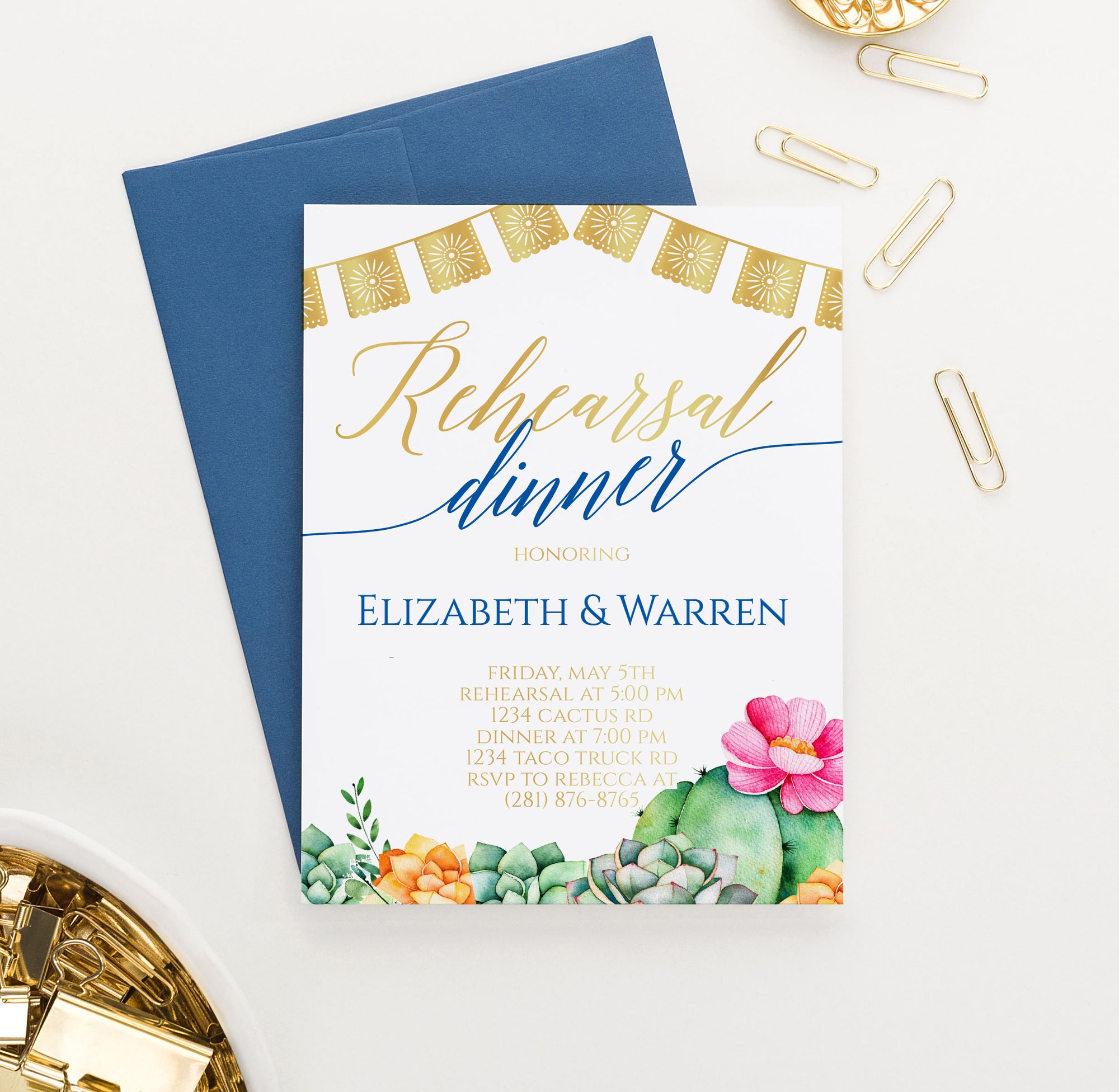 Succulent Rehearsal Dinner Invitations Personalized
