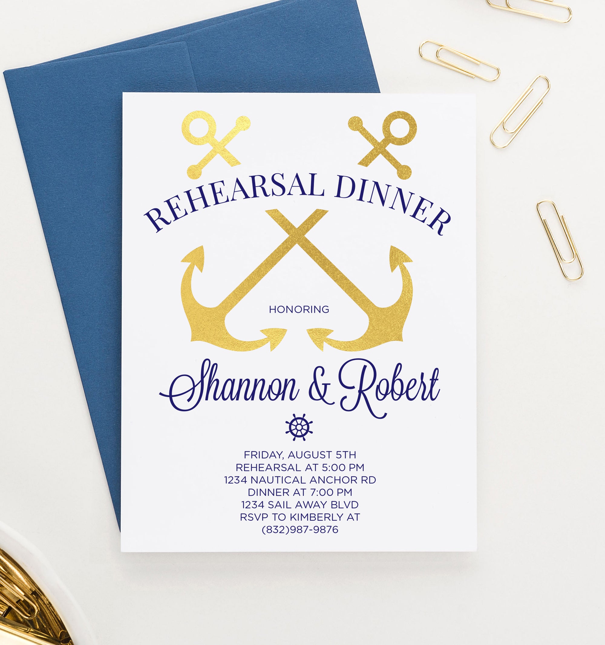 Nautical Anchor Wedding Rehearsal Dinner Invitations Personalized