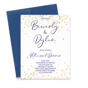 Personalized Rehearsal Dinner Invitations With Gold Stars