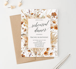 Boho Rehearsal Party Invitations With Fall Wildflowers
