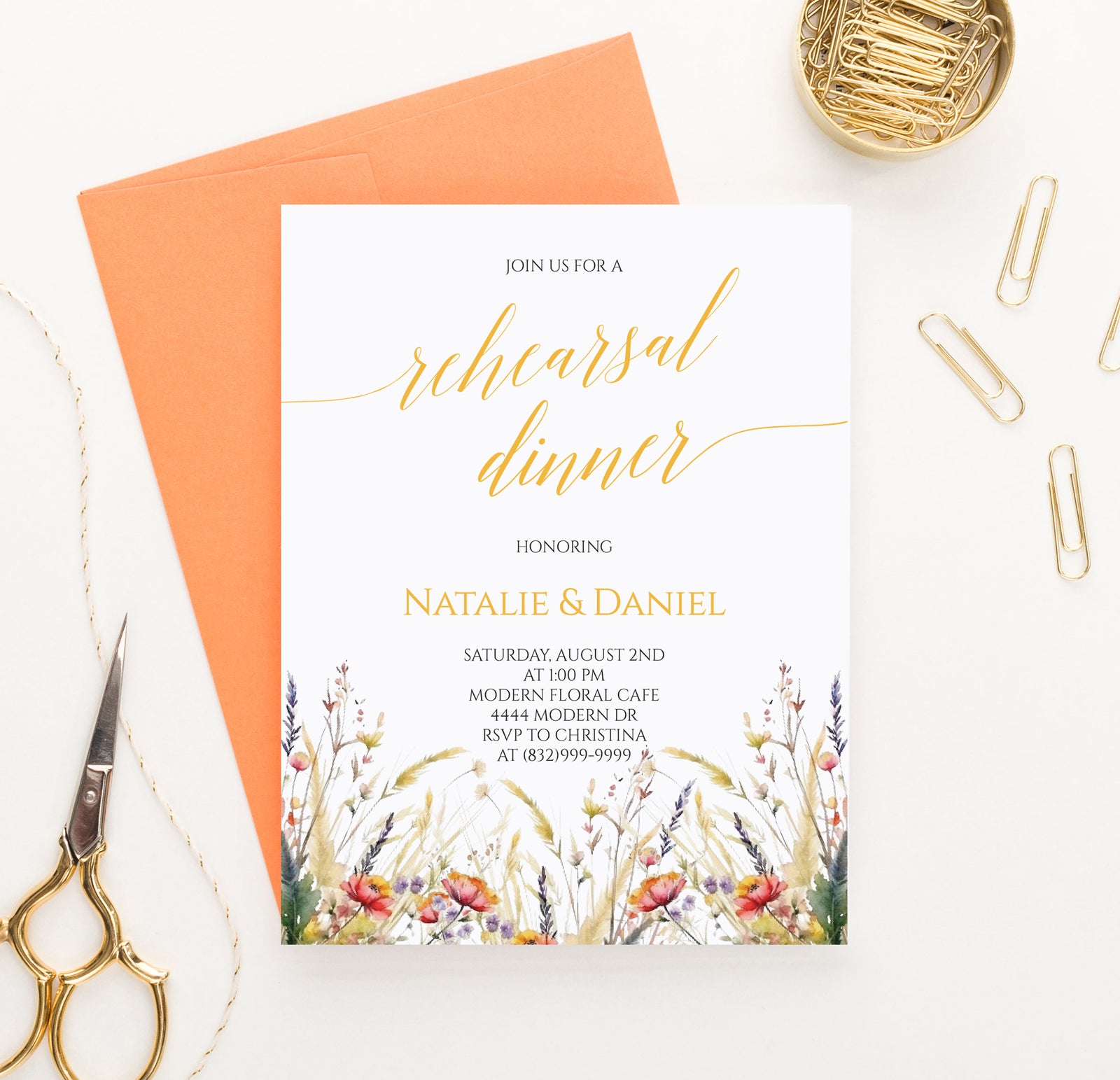Wildflower Rehearsal Dinner Invitations Fall Theme