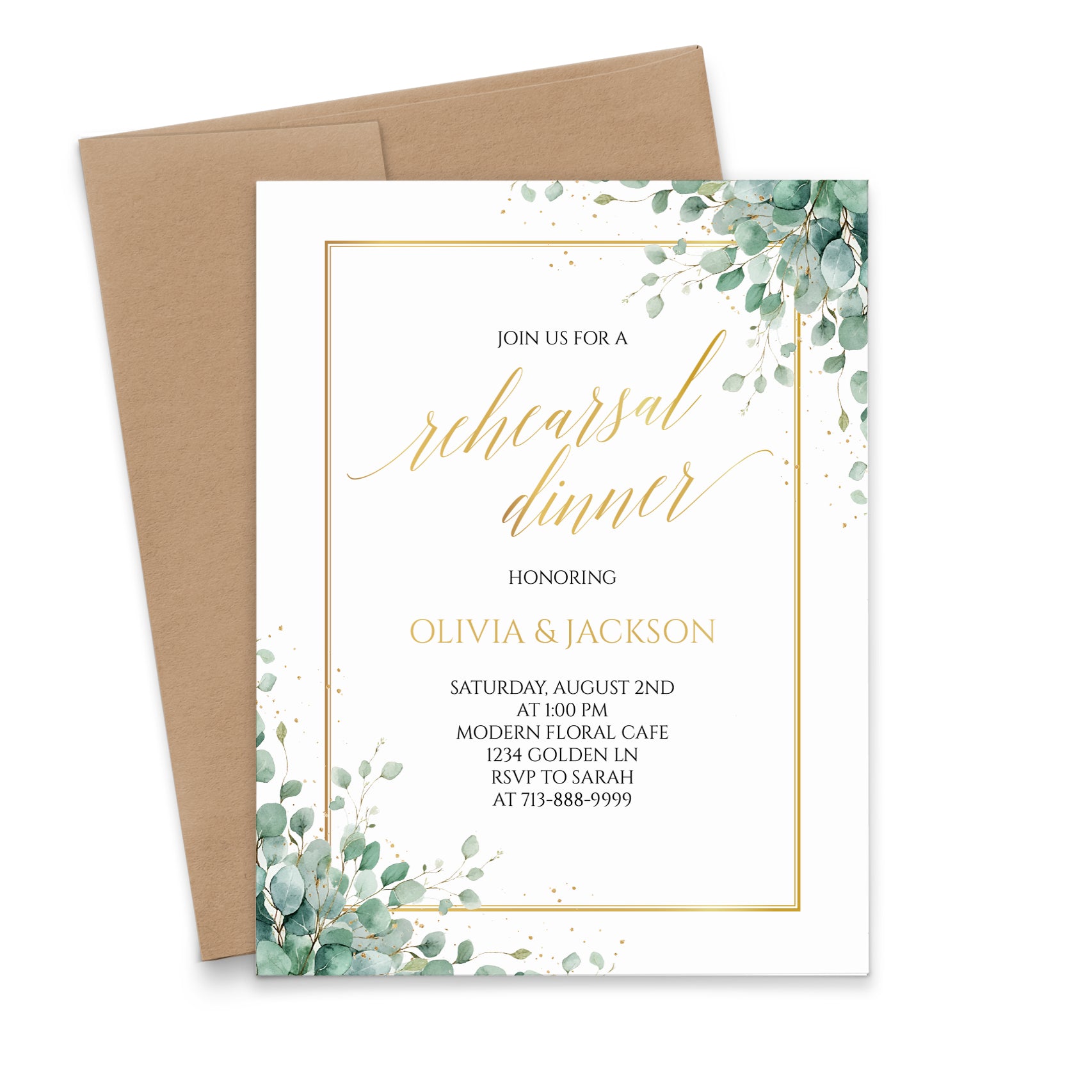 Personalized Rehearsal Dinner Invitations Green And Gold