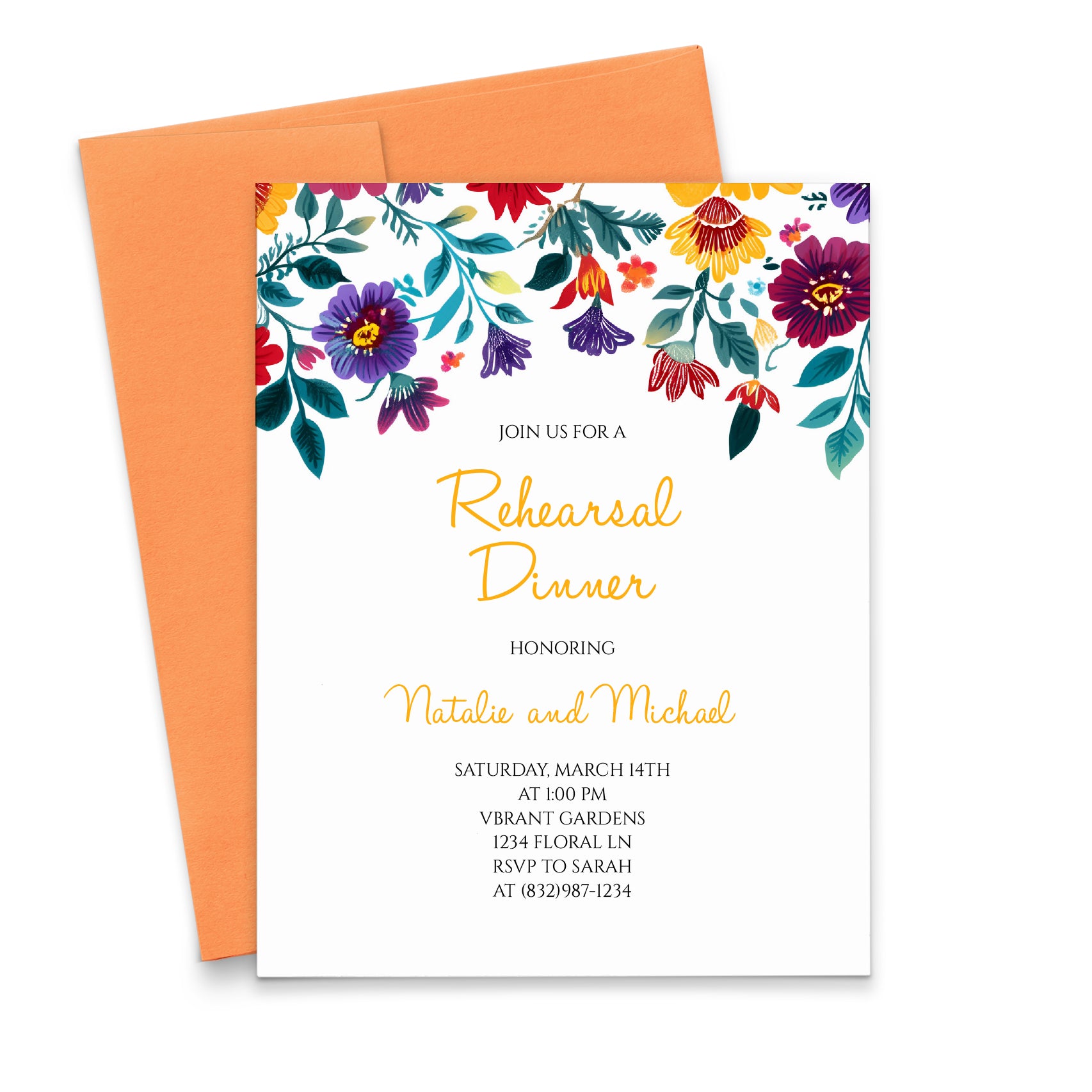 Colorful Mexican Themed Rehearsal Dinner Invitations 