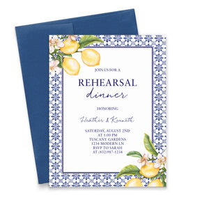 Mediterranean Rehearsal Dinner Invitations With Lemons