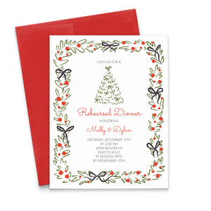 Christmas Tree Wedding Rehearsal Dinner Invitations