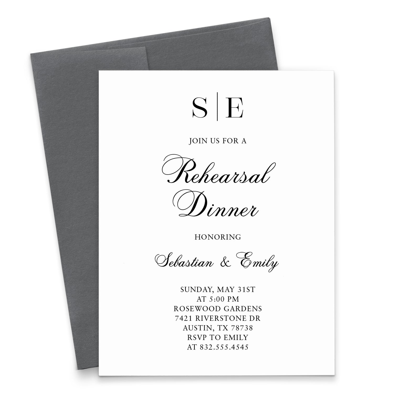 Classic Monogram Rehearsal Dinner Invitations