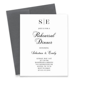 Classic Monogram Rehearsal Dinner Invitations