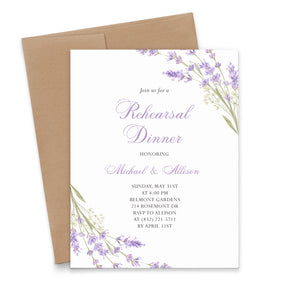 Lavender Floral Wedding Rehearsal Dinner Invitations