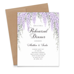 Purple Wisteria Rehearsal Dinner Invitations