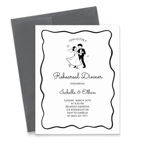 Whimsical Couple Wedding Rehearsal Dinner Invitations