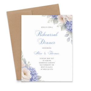 Hydrangea and Peony Wedding Rehearsal Dinner Invitations