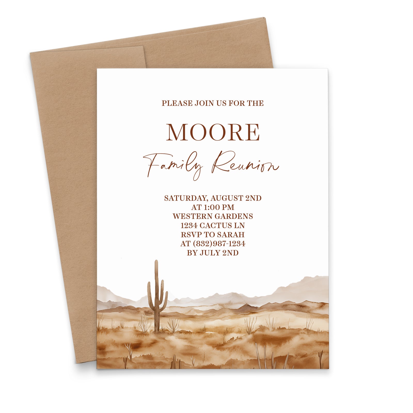Western Family Reunion Invitation Card Personalized