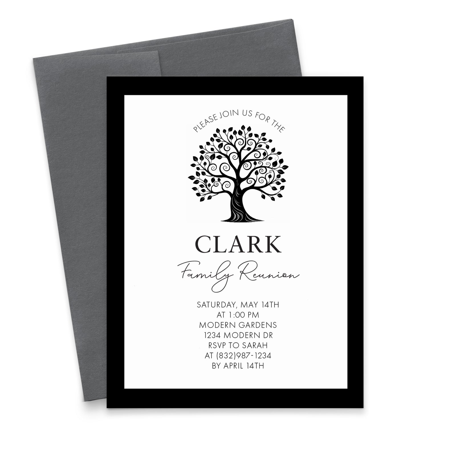 Save The Date Family Reunion Invitations Black And White