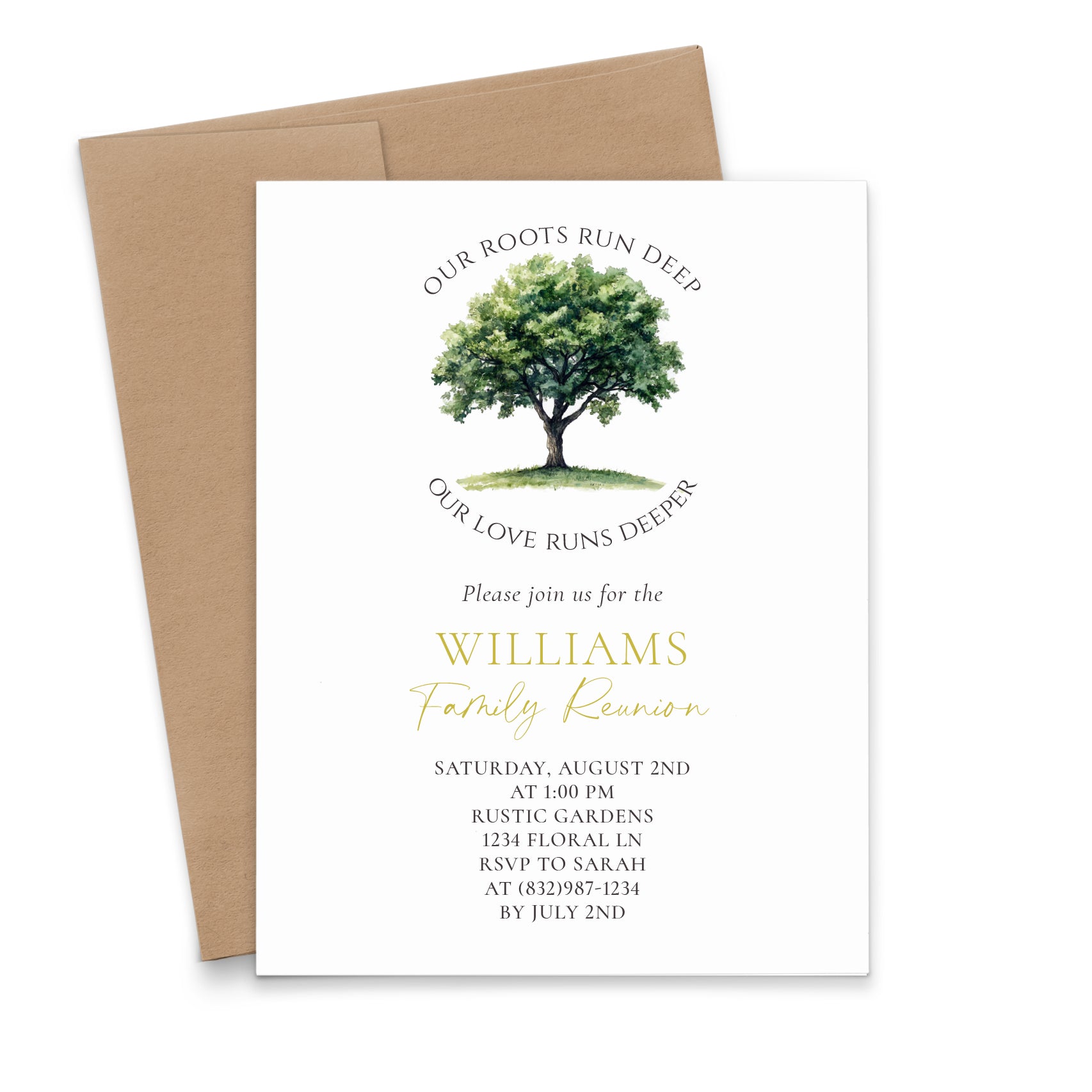 Our Roots Run Deep Family Reunion Invitations With Tree