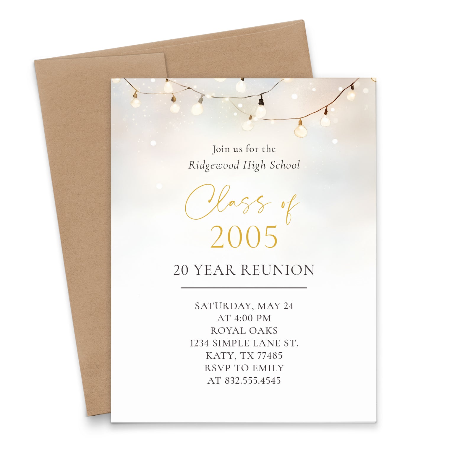 Rustic Theme Class Reunion Invitations Gold And Black