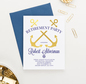 Nautical Anchors Retirement Party Invitations Personalized