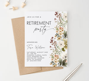 Minimalist Retirement Party Invitations With Florals