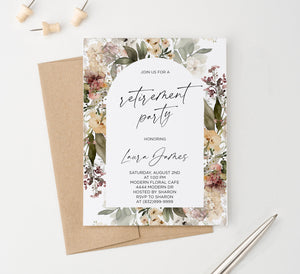 Elegant Retirement Invitations With Floral Arch