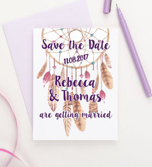 Personalized Unique Save The Dates With Dreamcatcher