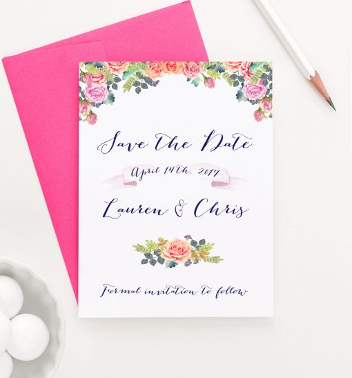 Personalized Watercolor Floral Save The Date Invites 