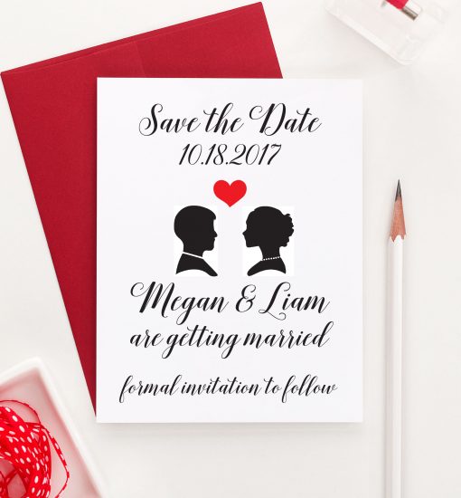 Personalized Simple Wedding Save The Dates With Silhouettes