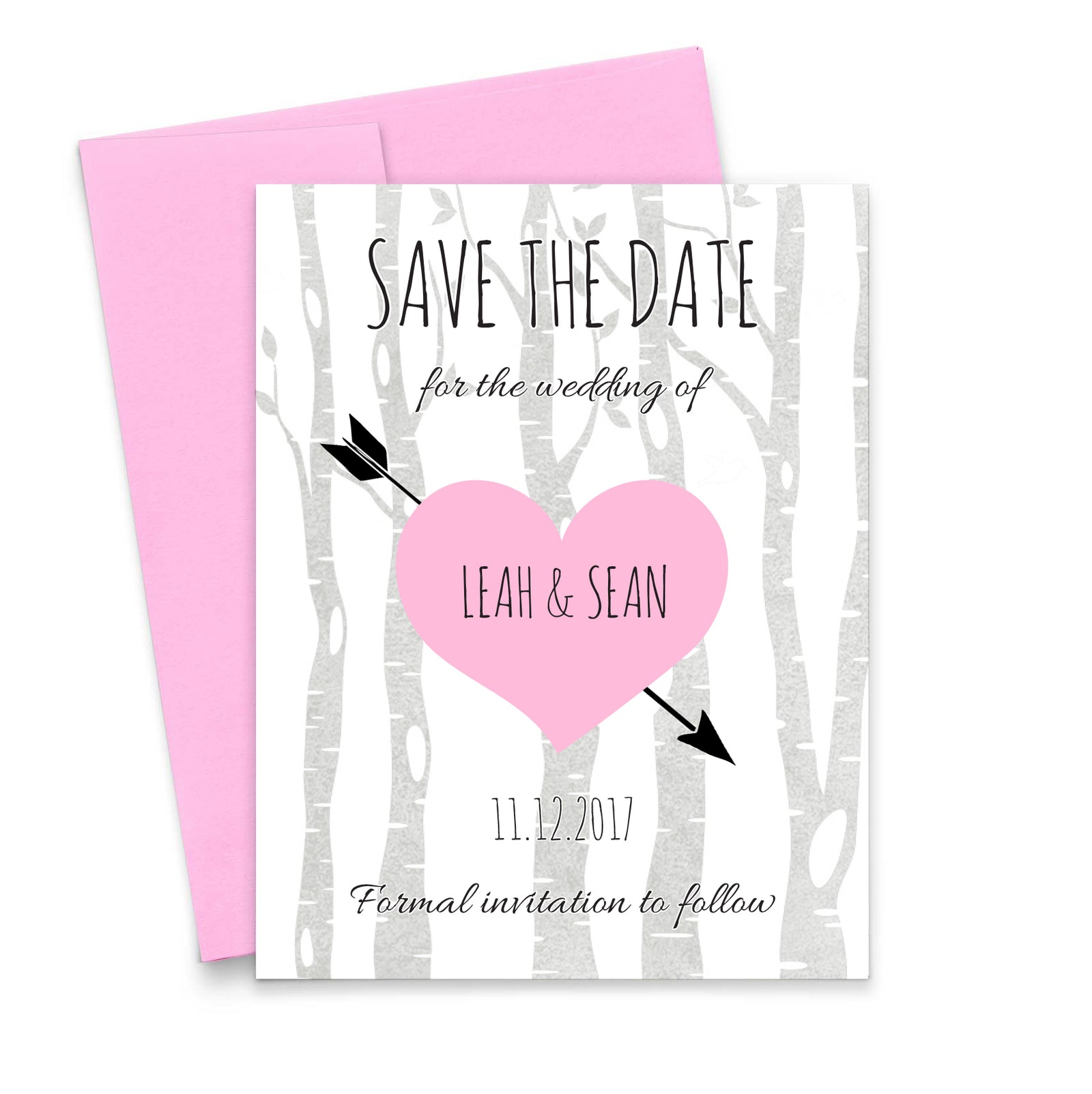 Wooded Custom Wedding Save The Dates With Heart