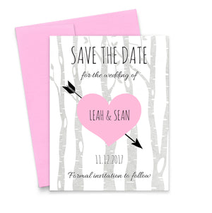 Wooded Custom Wedding Save The Dates With Heart