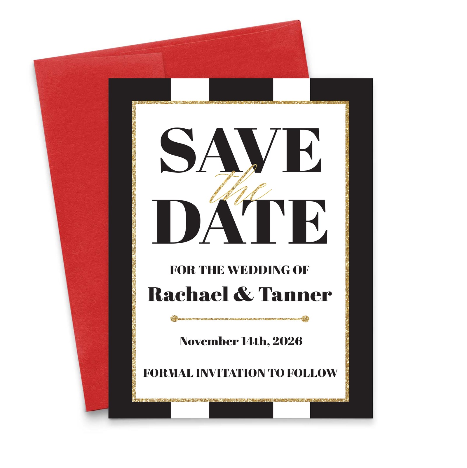 Custom Black And Gold Wedding Save The Dates