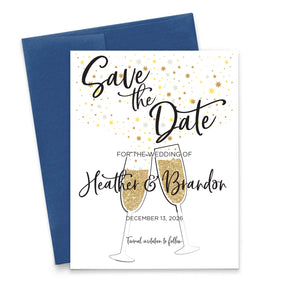 Champagne Glasses Save The Date Invitations Personalized
