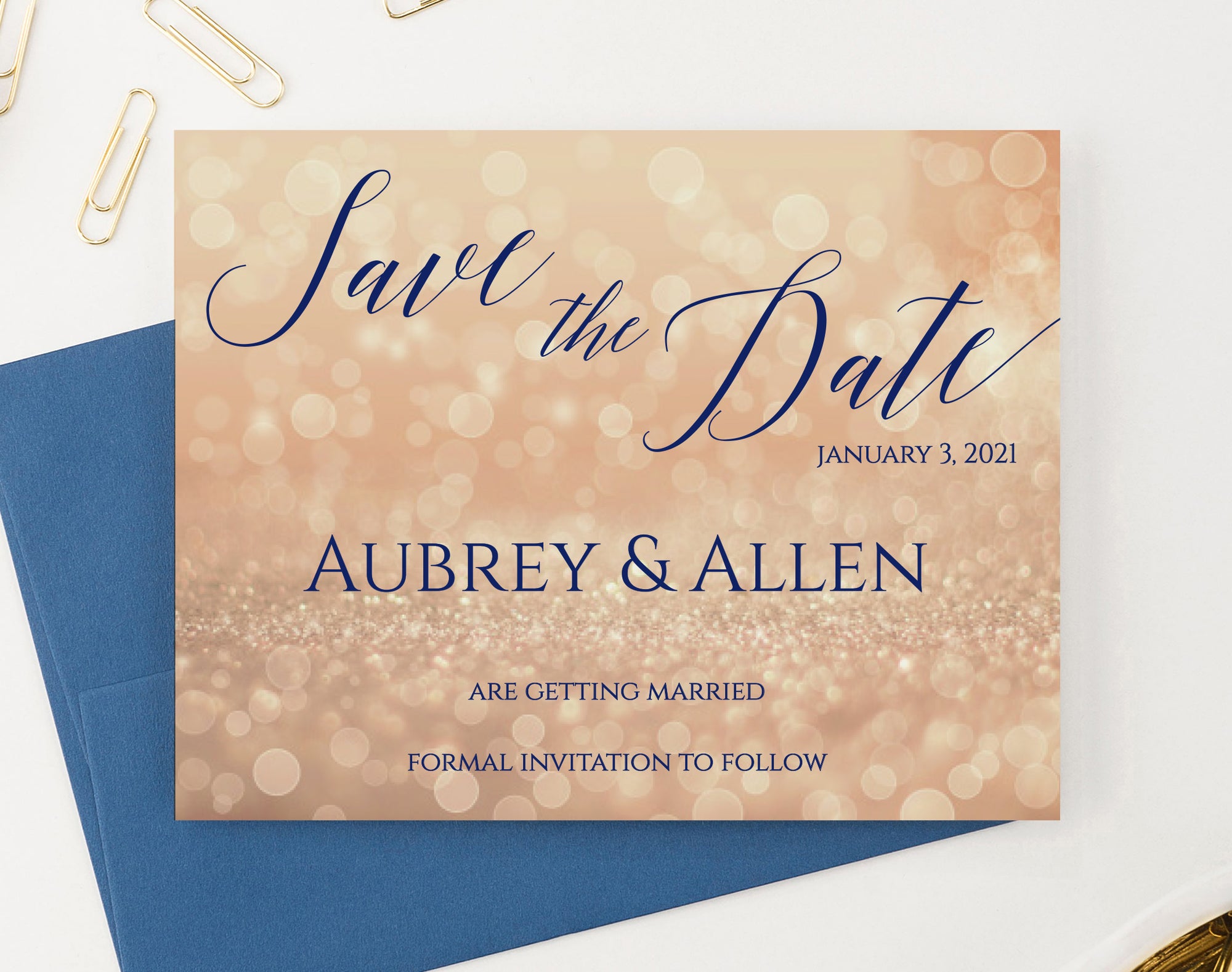 Personalized Champagne Save The Date Invitations