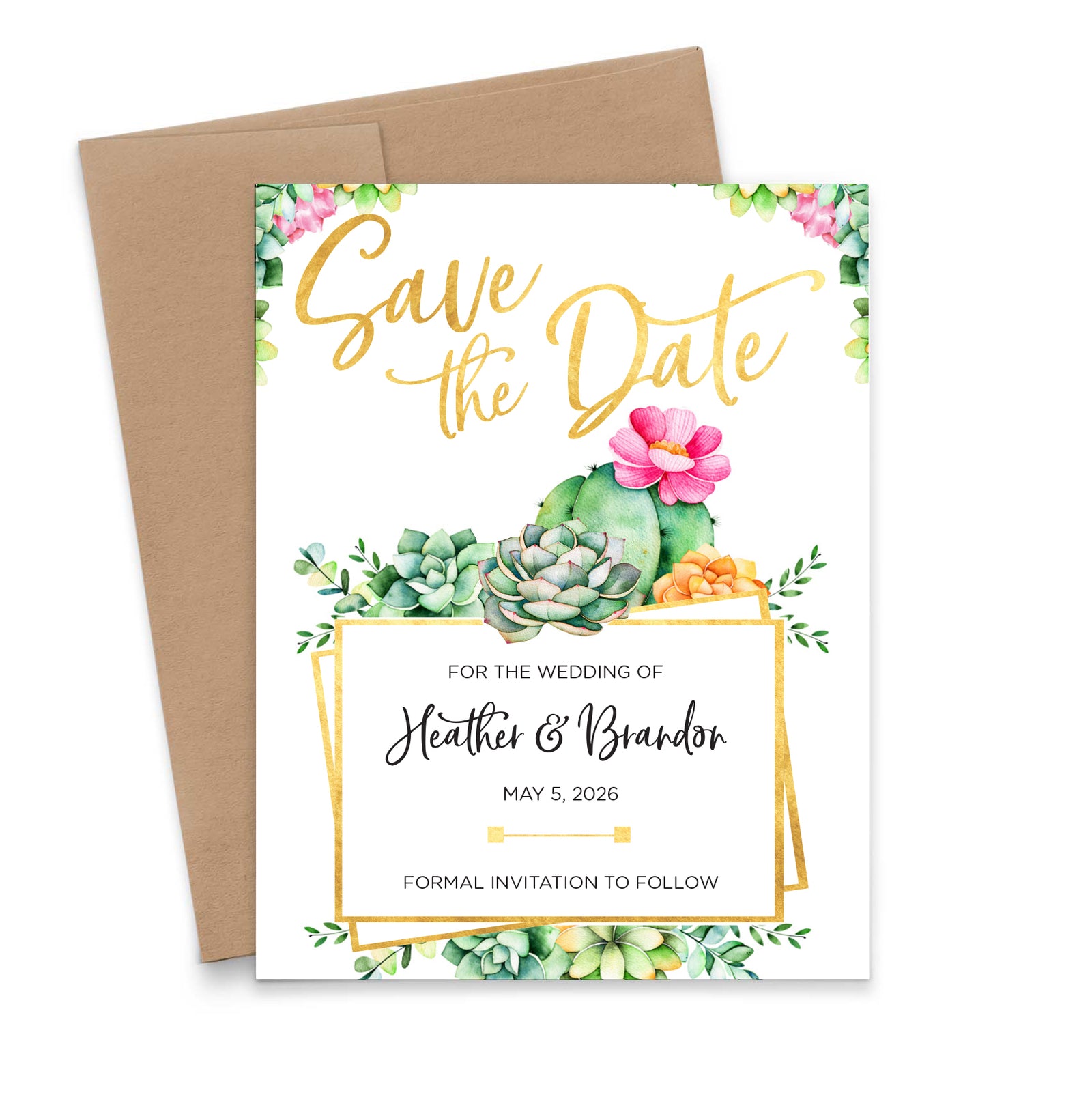 Succulent Save The Date Invitations Personalized