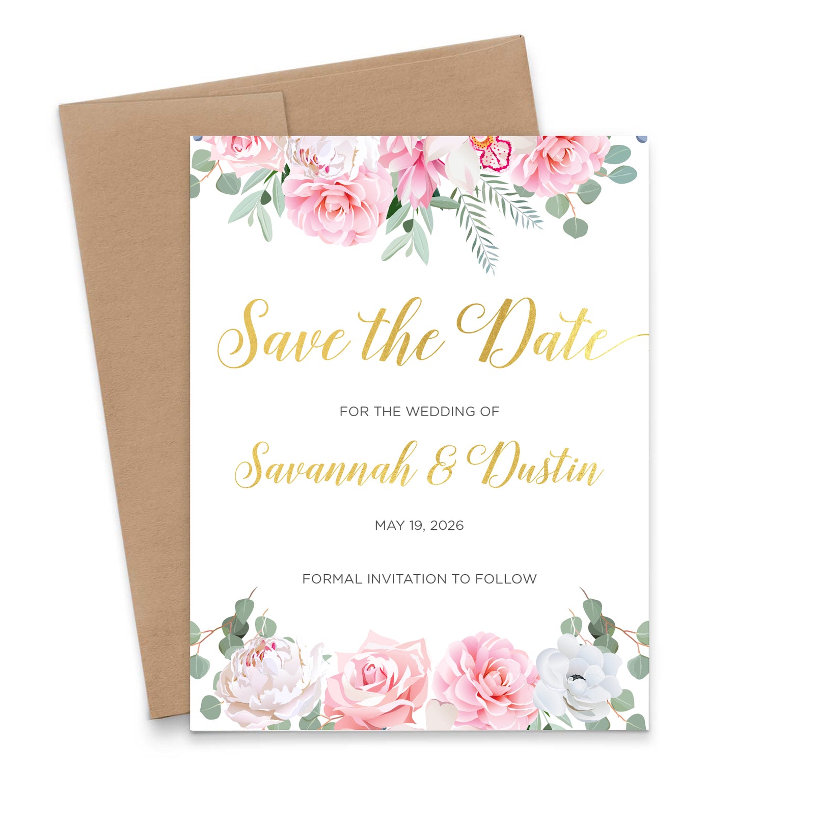 Custom Pink And White Floral Wedding Save The Dates