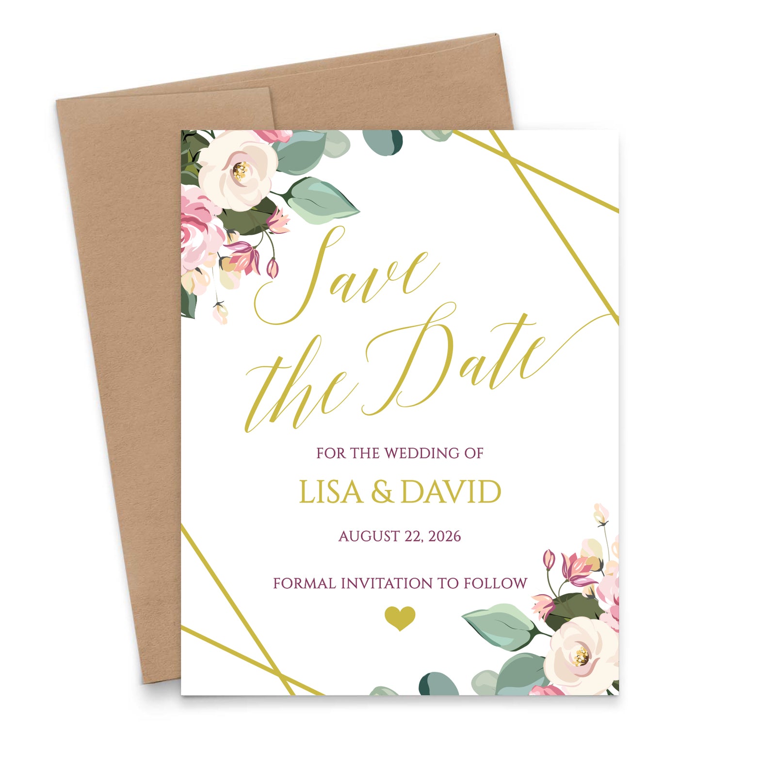 Personalized Modern Wedding Save The Dates With Floral Corners