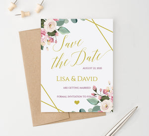 Personalized Modern Wedding Save The Dates With Floral Corners