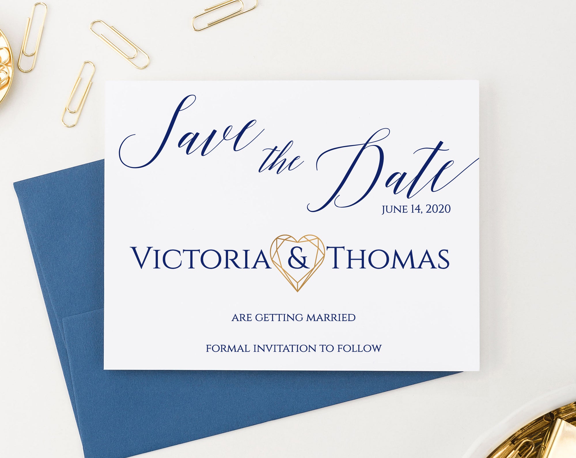 Personalized Simple Wedding Save The Dates With Heart