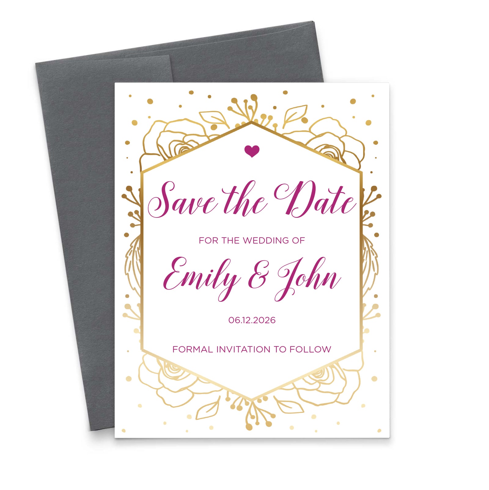 Gold Floral Frame Save The Date Invitations Personalized